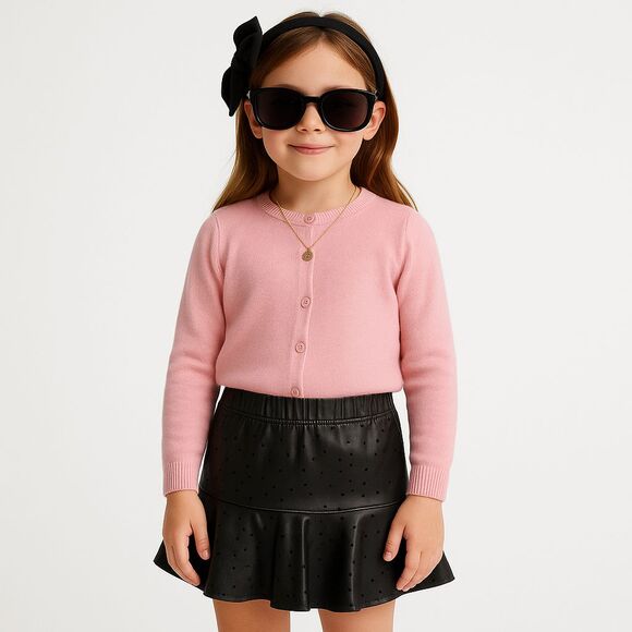 MNG Faux Leather Skirt Girls 5/6 Mini Ruffle Y2K Coquette Fall Layering Rare - Picture 1 of 12